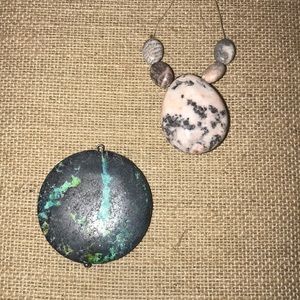 Turquoise Pendant and Pink Jasper Stones